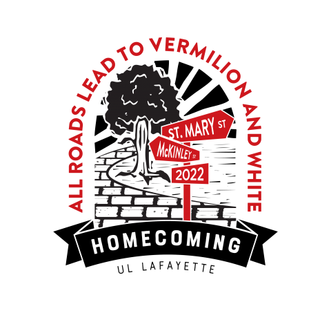 2022 Homecoming Logo: All Roads Lead to Vermilion and White