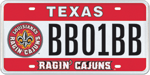 UL Lafayette Texas License Plate