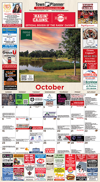 Example of Town Planner calendar with ads