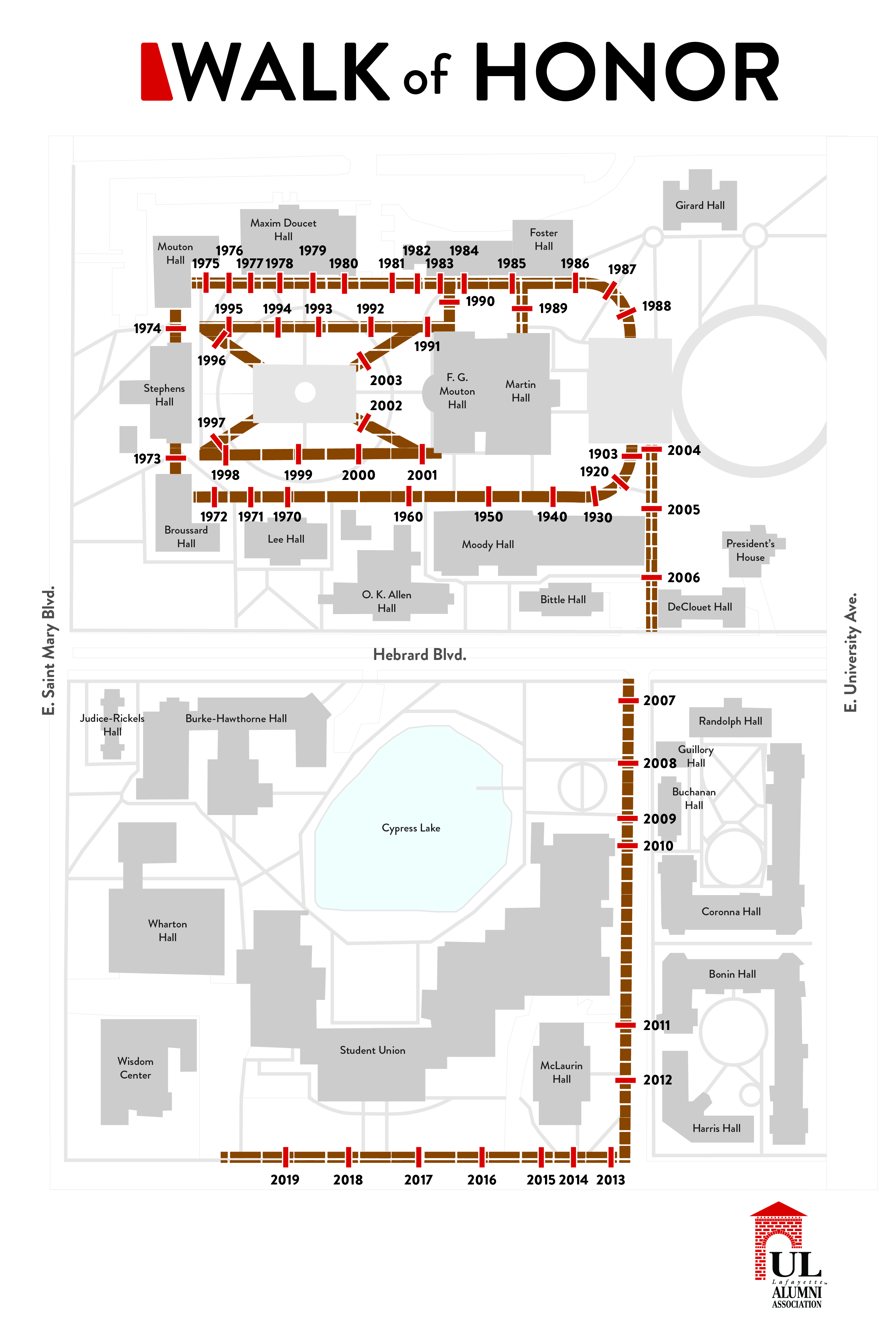 Map of the Walk of Honor